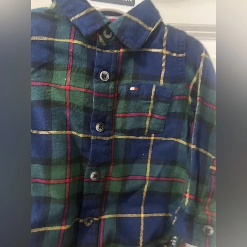 Tommy Hilfiger Baby Boys 2-Piece Plaid Shirt & Pants Set 6-9M NWT $55